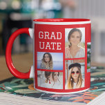 Modern Script Multi Photo Afstuderen Afstuderen Mok<br><div class="desc">Modern Script Multi Photo Afstuderen Afstuderen Coffee Mok beschikt over vijf van uw favoriete foto's van uw hogeschool, universiteit of middelbare school afstuderen met de moderne witte script overlay "Afstuderen" op een rode achtergrond. Eenvoudig, stijlvol en stijlvol. Maakt het perfecte gepersonaliseerde geschenk voor een afstuderen. Creëer door ©Evco Studio www.zazzle.com/store/evcostudio...</div>