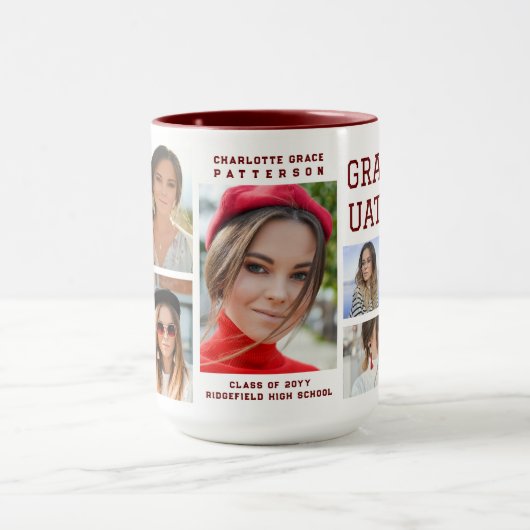 Modern Script Multi Photo Afstuderen Afstuderen Mok (Midden)