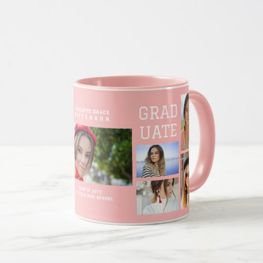 Modern Script Multi Photo Afstuderen Afstuderen Mok (Voorkant rechts)