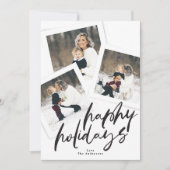 Modern script Multi Photo Collage Brush Happy Feestdagenkaart (Voorkant)