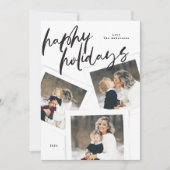 Modern script Multi Photo Collage Brush Happy Feestdagenkaart (Voorkant)