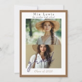 Modern Script Multi Portrait Photo Graduation Aankondiging (Voorkant)