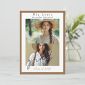 Modern Script Multi Portrait Photo Graduation Aankondiging (Staand voorkant)