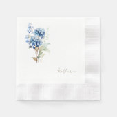 Modern Script Naam Blue Hydrangea Vrijgezellenfees Servet (Voorkant)