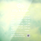 Modern Script Naam Hart Logo Openingstijden Wit Raamsticker (Vel 3)