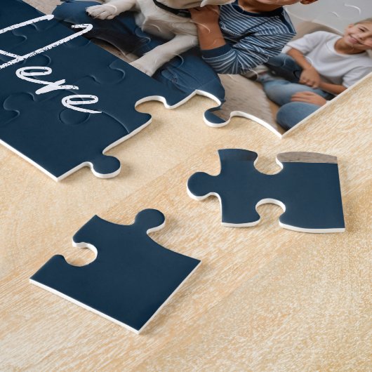 Modern Script Naam Photo Collage Pet Legpuzzel (Zijkant)