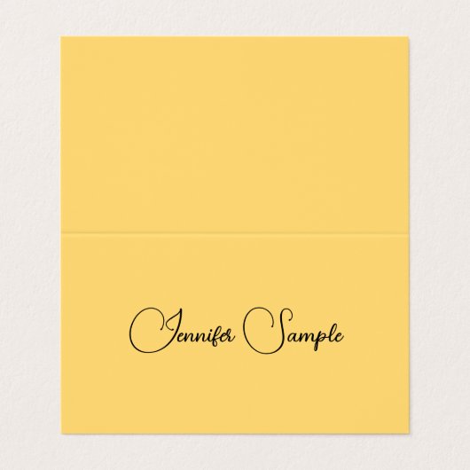 Modern Script Naam Sjabloon Faux Gold Gevouwen Visitekaartje (Buitenkant ongevouwen)