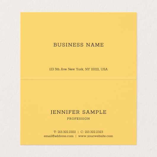 Modern Script Naam Sjabloon Faux Gold Gevouwen Visitekaartje (Binnenkant ongevouwen)