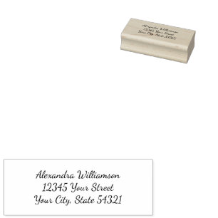 Modern Script Name Address Rubberstempel