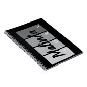 Modern Script Name Design – Zwart en Zilver Minima Notitieboek (Rechterzijde)