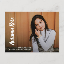 Modern Script Name Photo Collage Girl Afstuderen Aankondigingskaart