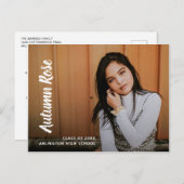 Modern Script Name Photo Collage Girl Afstuderen Aankondigingskaart (Voorkant / Achterkant)