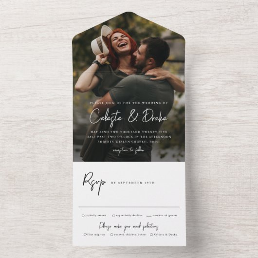 Modern Script Names Photo Wedding All In One Uitnodiging (Binnen)