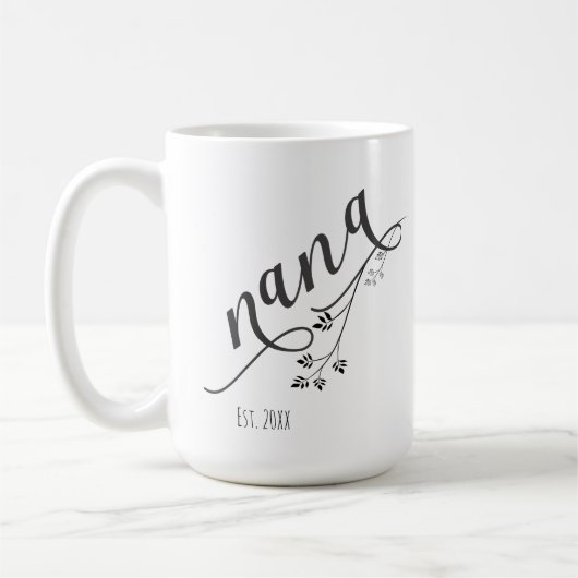 Modern script nana jaar gevestigd koffiemok (Links)