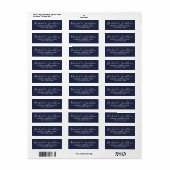 Modern Script Nautical Navy Blue Wedding Etiket (Full Sheet)