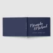 Modern Script Nautical Navy Blue Wedding Gastenboek (Volledig)