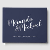 Modern Script Nautical Navy Blue Wedding Gastenboek (Voorkant)