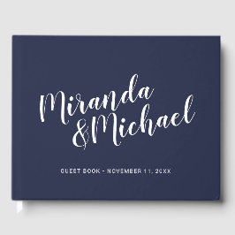 Modern Script Nautical Navy Blue Wedding Gastenboek