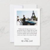 Modern Script Navy 3 Photo Collage Wedding Bedankkaart (Achterkant)