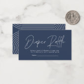 Modern script navy blue baby shower diaper raffle notitiekaartje (Voorkant / Achterkant in situ)