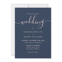 Modern Script Navy Blue en Blush Photo Wedding