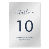 Modern Script Navy Blue en Silver Kaart (Achterkant)