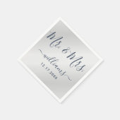 Modern Script Navy Blue en Silver Mr en Mrs. Servet (Hoek)