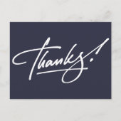 Modern Script Navy Blue Thank You Card Briefkaart (Voorkant)