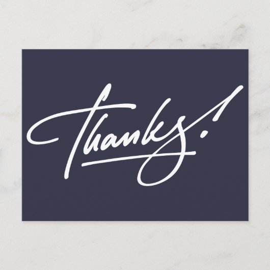 Modern Script Navy Blue Thank You Card Briefkaart (Voorkant)