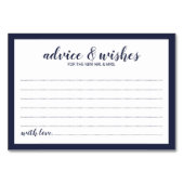 Modern Script Navy Blue Wedding Advice and Wishes Kaart (Voorkant)