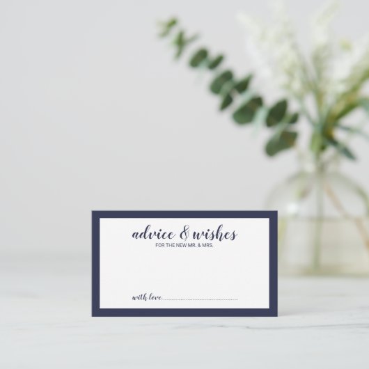 Modern Script Navy Blue Wedding Advieskaart (Staand voorkant)