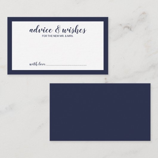 Modern Script Navy Blue Wedding Advieskaart (Voorkant / Achterkant)