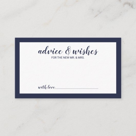 Modern Script Navy Blue Wedding Advieskaart (Voorkant)