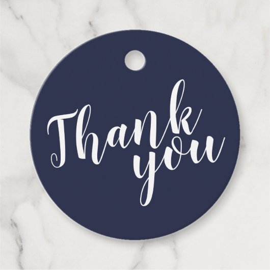 Modern Script Navy Blue Wedding Bedankt Bedankjes Labels (Voorkant)