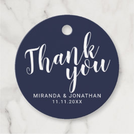 Modern Script Navy Blue Wedding Bedankt Bedankjes Labels