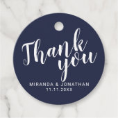 Modern Script Navy Blue Wedding Bedankt Bedankjes Labels (Voorkant)