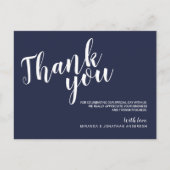 Modern Script Navy Blue Wedding Bedankt Briefkaart (Voorkant)