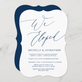 Modern Script, Navy Blue, Wedding Elopement Kaart