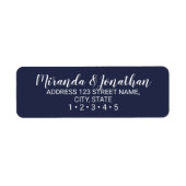 Modern Script Navy Blue Wedding Etiket (Voorkant)