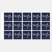 Modern Script Navy Blue Wedding Favor Dank je Labels (Vel)