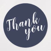 Modern Script Navy Blue Wedding Favor Dank je Labels (Design 2)