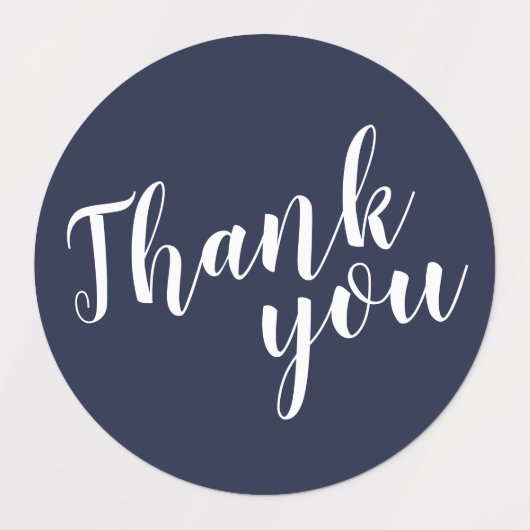 Modern Script Navy Blue Wedding Favor Dank je Labels (Design 2)