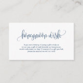 Modern script, Navy Blue, Wedding Honeymoon Wish Informatiekaartje (Voorkant)