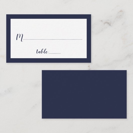 Modern Script Navy Blue Wedding Plaatskaartje (Voorkant / Achterkant)