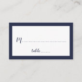 Modern Script Navy Blue Wedding Plaatskaartje (Voorkant)