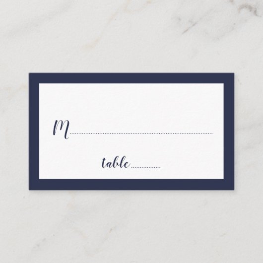 Modern Script Navy Blue Wedding Plaatskaartje (Voorkant)