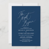 Modern Script, Navy Blue, Wedding Rehearsal Dinner Kaart (Voorkant)