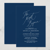 Modern Script, Navy Blue, Wedding Rehearsal Dinner Kaart (Voorkant / Achterkant)