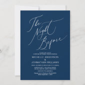 Modern Script, Navy Blue, Wedding Rehearsal Dinner Kaart (Voorkant)