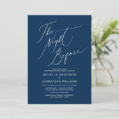 Modern Script, Navy Blue, Wedding Rehearsal Dinner Kaart (Staand voorkant)